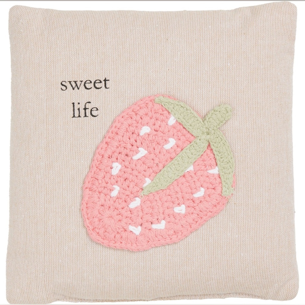 NEW SWEET LIFE Strawberry Crochet Accent Pillow